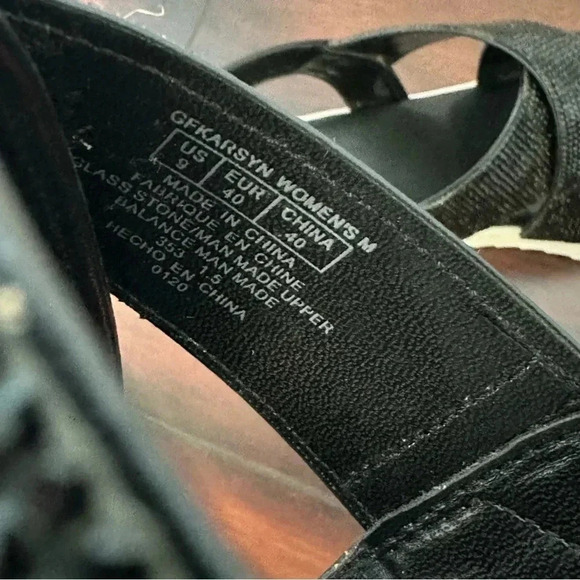 Size 9 Brand New Guess Black Sparkly Ankle Strap Sandals - Picture 7 of 7